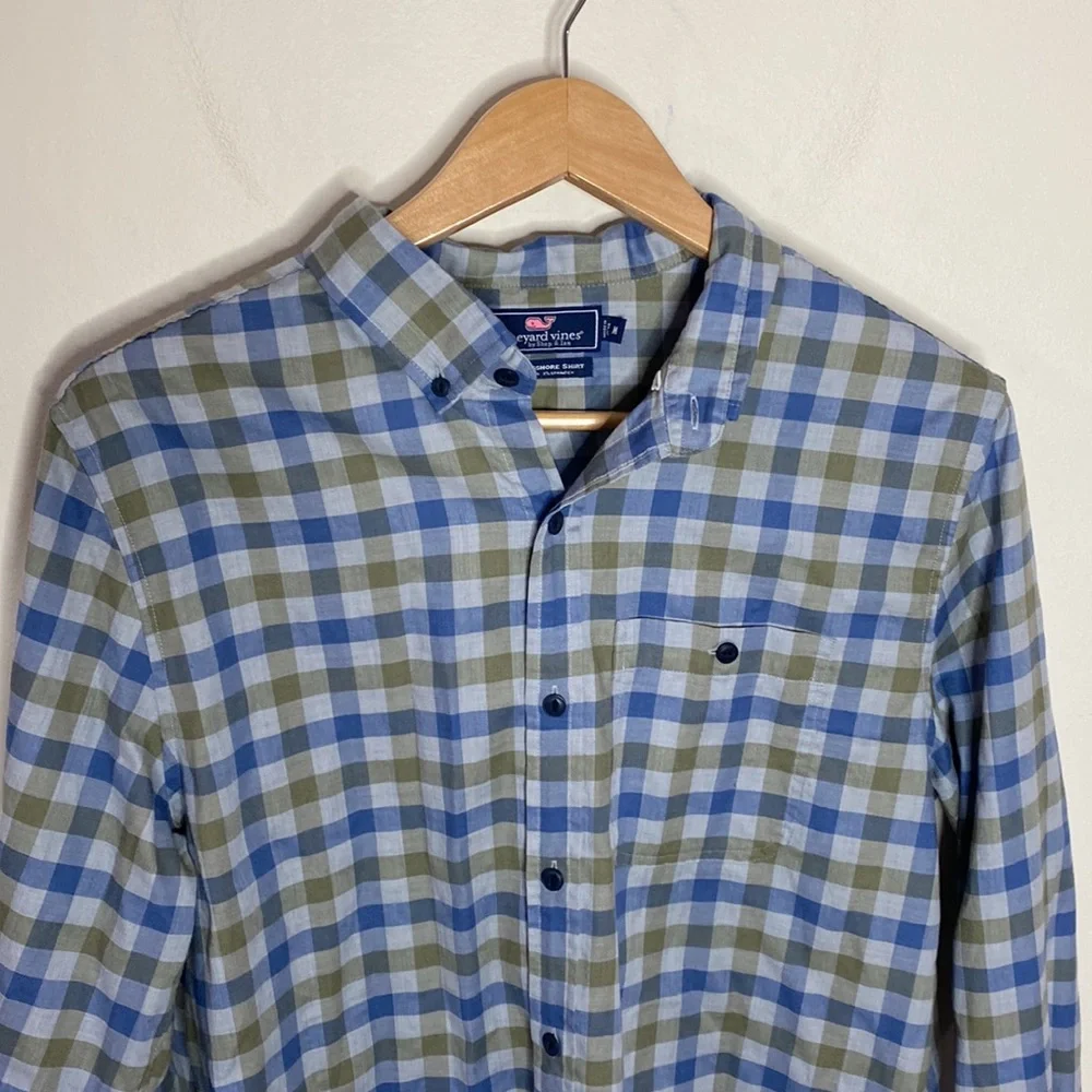 Vineyard Vines plaid cotton blend slim longshore shirt size M